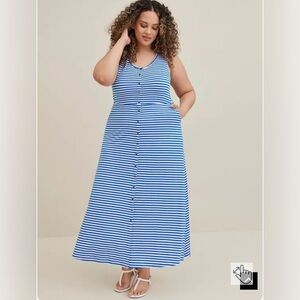 Torrid BlueWhite Striped Maxi Dress